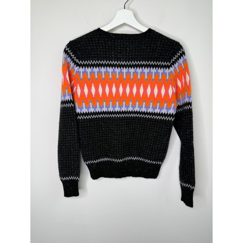 Brodie Cashmere Electric Fairisle Mini Sweater Tinder/Orange/Lavender Womens XS - Picture 6 of 9
